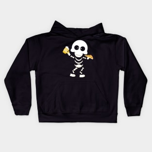 Funny Skeleton Pizza Beer Halloween Costume Kids Hoodie